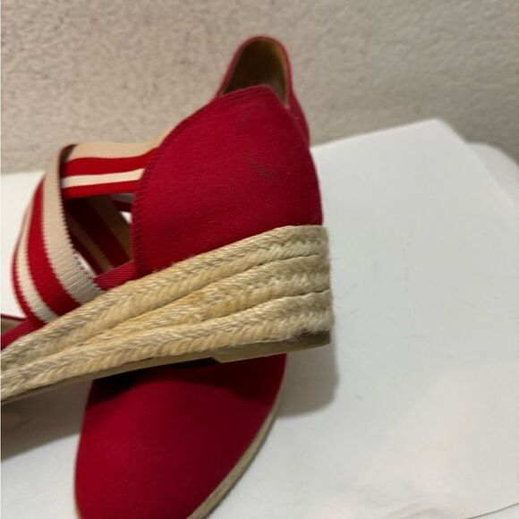Life Stride Velocity 2.0 Keaton Canvas Espadrille Wedge Sandal Red Size 10M - Picture 4 of 12